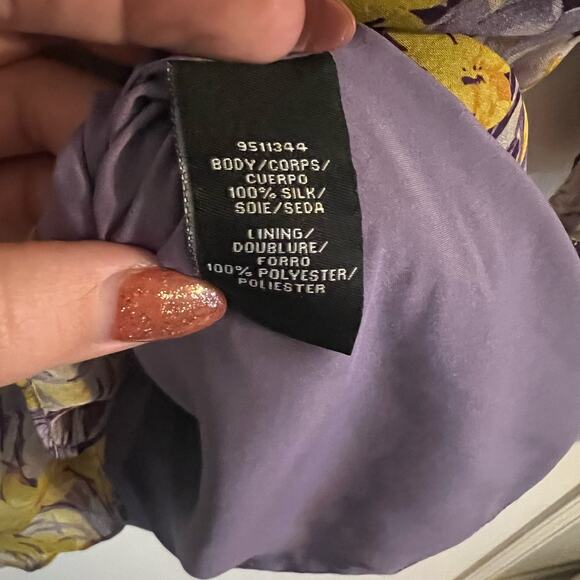 FLOR ET.AL Women's Morelias Printed Floral Chiffon Dress Lilac 10 - Picture 6 of 7